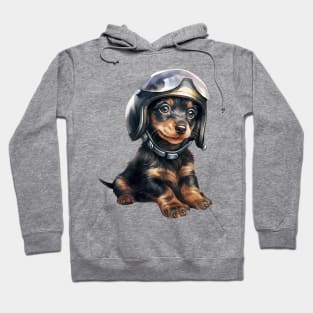 Dachshund Dog in Helmet Hoodie